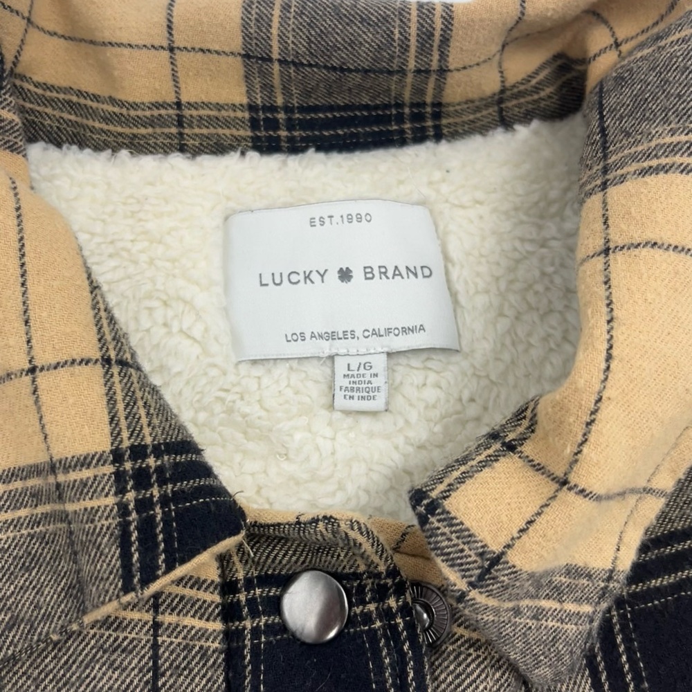 Lucky Brand Tan and Black Plaid Shirt Jacket - Picture 4 of 8